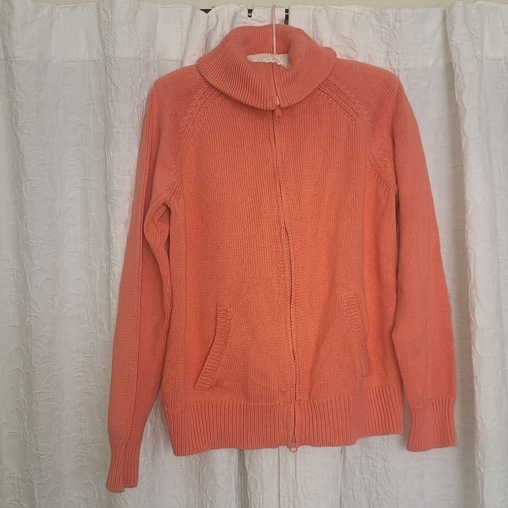 EDDIE Bauer Coral knit zip sweater size XL